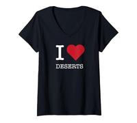 Desiertos I Corazón, Amo los Desiertos Camiseta Cuello V, Mujer, Negro, M