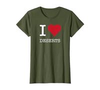 Desiertos I Corazón, Amo los Desiertos Camiseta, Mujer, Verde Oliva, L