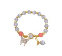 Design Advanced Sense - Pulsera de mariposa con cuentas de transferencia femenina, joyería de mano, collar de perlas con, talla única, Cristal artificial, No es una piedra preciosa