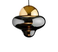 DESIGN BY US Lámpara colgante LED Nutty XL, gris humo / dorado, Ø 30 cm