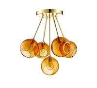 DESIGN BY US Lámpara de techo Ballroom Molecule, ámbar, cristal, 5 luces