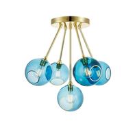 DESIGN BY US Plafón Ballroom Molecule, azul, cristal, 5 luces