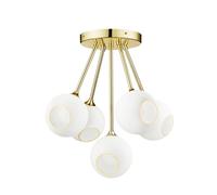 DESIGN BY US Plafón Ballroom Molecule, blanco, cristal, 5 luces