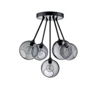 DESIGN BY US Plafón Ballroom Molecule, gris humo, cristal, 5 luces