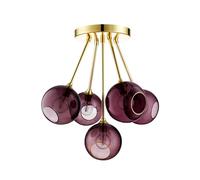 DESIGN BY US Plafón Ballroom Molecule, morada, cristal, 5 luces