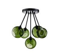 DESIGN BY US Plafón Ballroom Molecule, verde, cristal, 5 luces