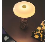 DESIGN BY US Trip LED lámpara de mesa recargable, marrón / blanco, mármol, vidrio, IP44