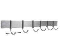 Design Hamburgo Barra de Cocina | autoadhesiva | Colgador de Utensilios y Accesorios | Sin Taladrar | 6 Ganchos Móviles | 40cm | Diseño plateado gris