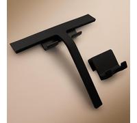 Design Hamburgo Limpiacristales de Ducha | Limpia mamparas de Silicona Negro o Blanco | Soporte sin Taladro | Diseño Moderno para baño | 23 cm | Negro
