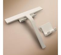 Design Hamburgo Limpiacristales de Ducha | Limpia mamparas de Silicona Negro o Blanco | Soporte sin Taladro | Diseño Moderno para baño | 23 cm | Blanco