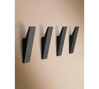 Design Hamburgo perchero de aluminio con fijación oculta | Gancho de pared moderno para chaquetas, toallas, ropa | Montaje en pared gancho diseño minimalista | Negro Mate | set de 4