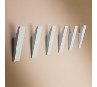 Design Hamburgo perchero de aluminio con fijación oculta | Gancho de pared moderno para chaquetas, toallas, ropa | Montaje en pared gancho diseño minimalista | Blanco Mate | set de 6