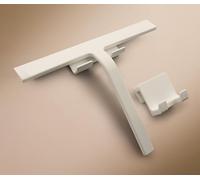 Design Hamburgo Rasqueta de Ducha | Rasqueta de Silicona Negra o Blanca | Soporte sin Taladrar | Diseño Moderno para Baño (Blanco, 28 cm)