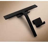 Design Hamburgo - Rasqueta de ducha (silicona, color negro o blanco, soporte sin taladrar, diseño moderno para baño (negro, 28 cm)