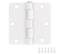 Design House 186049 - Bisagras de puerta para puertas interiores, paquete de 6 unidades, 3.5 x 3.5 pulgadas, bisagra de puerta redondeada de acero de radio de 1/4 pulgadas, pintado en blanco, se