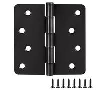 Design House 189464 - Bisagras de puerta para puertas interiores, 6 unidades, 4 x 4 pulgadas, bisagra de puerta redondeada de acero de radio de 1/4 pulgadas, color negro mate, se adapta a puertas