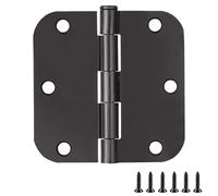 Design House 189548 - Bisagras de puerta para puertas interiores, paquete de 6 unidades, 3.5 x 3.5 pulgadas, bisagra de puerta redondeada de acero de radio de 5/8 pulgadas, negro mate, se adapta a