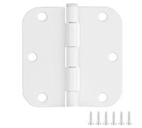 Design House 189829 - Bisagras de puerta para puertas interiores, paquete de 9 unidades, 3.5 x 3.5 pulgadas, bisagra de puerta redondeada de acero de radio de 5/8 pulgadas, pintado en blanco, se