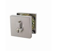 Design House 581835 Emblem - Cerradura de seguridad contempor nea de un solo cilindro, cuadrada, en n quel satinado, con retroceso ajustable, gra