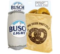 design LAB, Inc. Busch Light Beer - Juguete para perros | Paquete de Suds & Snack Pack | Juguete de lata de cerveza Busch Light y pretzel de anidación para perros | Juguetes de anidación para buscar