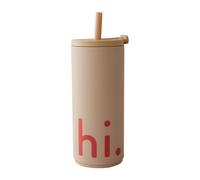 Design Letters Botella termo con pajita Travel Life 50 cl Hi-beige
