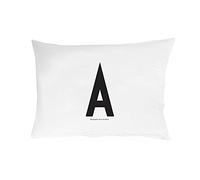 Design Letters Funda de Almohada Fundas Almohada 63x60 A-Z-A, Blanco, A