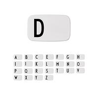 Design Letters personal caja de almuerzo (Blanco) - D - Sin BPA y BPS, De la A a la Z, Ideal para la escuela o el trabajo, Fácil de abrir, Para adultos y niños, 154 g, W: 18 x H: 6.5 xl: 11cm