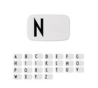 Design Letters personal caja de almuerzo (Blanco) - N - Sin BPA y BPS, De la A a la Z, Ideal para la escuela o el trabajo, Fácil de abrir, Para adultos y niños, 154 g, W: 18 x H: 6.5 xl: 11cm