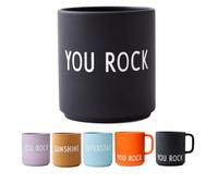 Design Letters Taza de café con texto en alemán «Friendshi» | You Rock | Taza con texto | diseño danés favorito para regalos para mujeres y hombres | taza de café de porcelana | taza de café