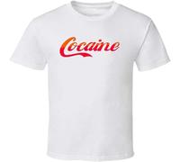 Design Men T Shirt cocai Logo Short Sleeve Funny tee White L