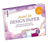 Design Paper DIN A5 Alcohol Ink: 75 papeles de diseño (DIN A5, 220 g/m²) con pliegue para tarjetas plegables, en 25 diseños, 16 páginas de curso básico de escritura a mano, tapa blanda
