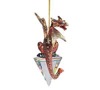 Design Toscano - Adorno gótico con diseño de dragón de Diamantes, polirresina, A Todo Color., Cama Individual