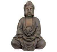 Design Toscano AL1614 - La Figura de Buda de meditación del Gran Templo Estatua del jardín de tamaño Mediano, de Color Beige