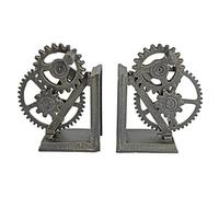 Design Toscano Industrial Gear Sujetalibros de decoración Steampunk, Hierro Fundido, Multicolor, 15 Inch, Set of Two