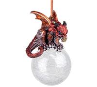 Design Toscano The Pensive Percher Dragon 2018 - Adorno navideño Coleccionable de Resina, a Todo Color, 9 cm, Navidad