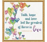 Design Works Counted Cross Stitch Kit 10"X10"-Faith, Hope & Love (14 Count)