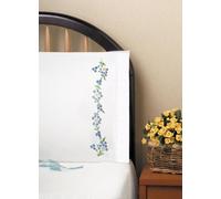 Design Works Crafts Blue Daisies, 20" x 30" Fundas de Almohada Estampadas para Bordado, Margaritas Azules, Perla, 76 x 51 cm (Pack of 1)