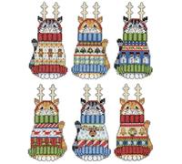 Design Works Crafts Inc. Juego de 6 adornos de punto de cruz con diseño de gatos en suéteres