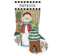 Design Works Crafts Woodland Snowman - Juego de medias de punto de cruz