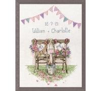 Design Works Juego de Punto de Cruz, diseño de sillas de Bodas, algodón, Multicolor, 23 x 30 x 0,1 cm