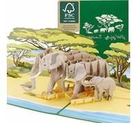 design3dkarten® Elefante, safari, zoo, cupón de viaje, vacaciones en África, tarjeta plegable 3D, tarjeta desplegable, tarjeta de felicitación, tarjeta de felicitación, tarjeta de regalo