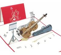 design3dkarten® Tarjeta de violín desplegable, ideal como vale de música para teatro, concierto u ópera. Un regalo creativo para músicos y violinistas. Incluye sobre