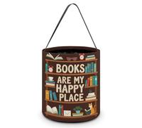 Design9 Los libros son mi lugar feliz Bolsa de mano con forma de cubo para dulces, multiusos, portátil, plegable, reutilizable, con asa para recuerdos de cumpleaños o fiestas navideñas