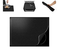 Designaten Heat-Resistant Silicone Stove Cover Mat & Utensils, 28x20 Silicone Stove Top Cover Mat, Silicone Electric Stove Top Protector, Stove Mat Protector, Glass Cooktop Cover (Black 30"×21")