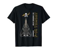 Designed for Flight - Camisa F-14 Tomcat VFA-103 Jolly Rogers - Perfil de avión jet - Hombre, Unisex niños - Negro - Talla S - Manga corta - Classic Short Sleeve