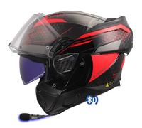 Designed LS2 ADVANT FF910 Bluetooth Sena Intercom Integrado Astral Rojo - Casco de Moto Modular 180 Grados - Integral P/J + Pinlock - Homologado ECE 22.06 (L)