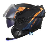 Designed LS2 ADVANT FF910 Bluetooth Sena Intercom Integrado Glide Orange - Casco de Moto Modular 180 Grados - Integral P/J + Pinlock - Homologado ECE 22.06 (XL)