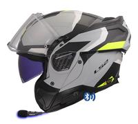 Designed LS2 ADVANT FF910 Bluetooth Sena Intercom Integrado Triple Gris Amarillo - Casco de Moto Modular 180 Grados - Integral P/J + Pinlock - Homologado ECE 22.06 (S)