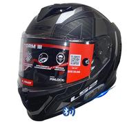 Designed LS2 Storm 3 Sporty Grey - Bluetooth Intercomunicador Sena Integrado - Casco de Moto Integral en KPA con Visor Solar y Pinlock de Serie - Helmets Unisex Hombre y Mujer - ECE 22.06 (XL)
