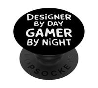 Designer by Day Gamer by Night PopSockets PopGrip Adhesivo
